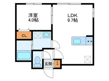 GRANDE 札幌 北大前 グランデサッポロ(1LDK/4階)の間取り写真