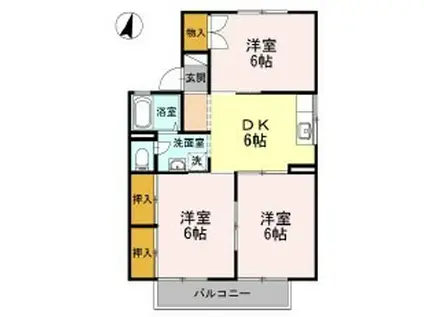 サンメゾン小池C棟(3DK/1階)の間取り写真