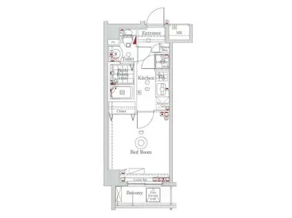 AXAS前仲町(1K/2階)の間取り写真