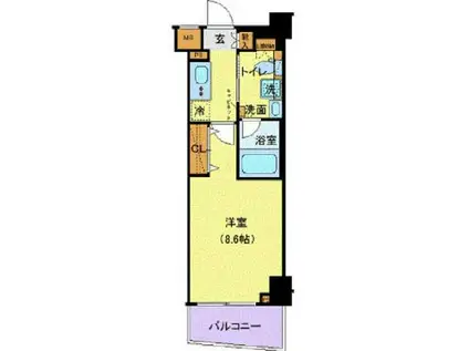 プレセダンヒルズ阿佐ヶ谷(1K/2階)の間取り写真