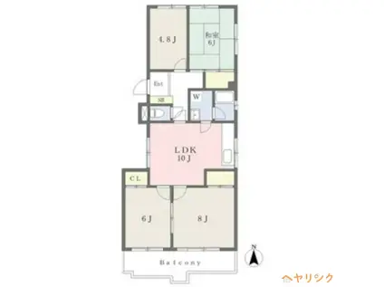 コーポラス牧野(4DK/3階)の間取り写真