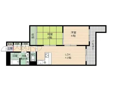 YUKOハイム1(2LDK/6階)の間取り写真