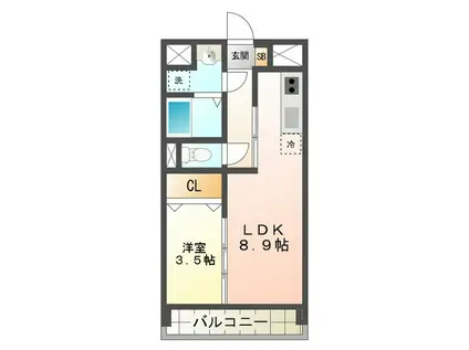 シンフォニー半田(1LDK/2階)の間取り写真