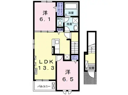 クレールパル(2LDK/2階)の間取り写真