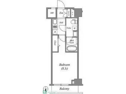 グランハイツ高田馬場(1K/3階)の間取り写真