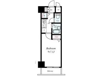 ガラステージ麻布十番(1K/8階)の間取り写真