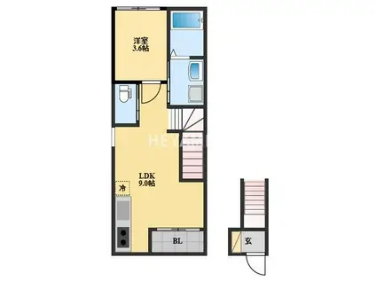 エアリア多良見中里(1LDK/2階)の間取り写真