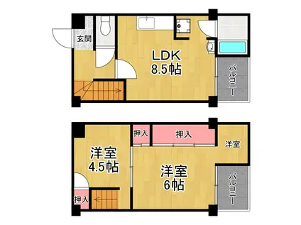 ビレッジハウス倉治(2LDK/3階)の間取り写真