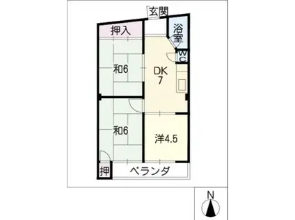 半田第3ロイヤルマンション(3LDK/2階)の間取り写真