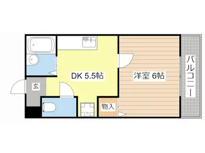 LS ハウス(1DK/1階)の間取り写真