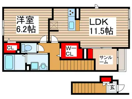アリアーネ(1LDK/2階)の間取り写真