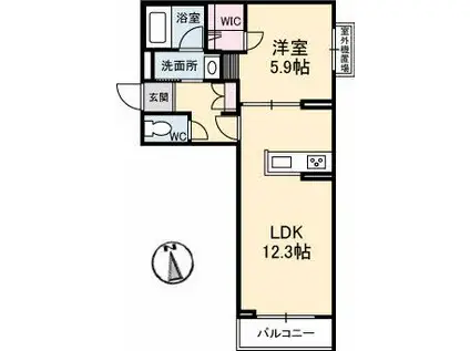 ソレイユコート伏石町(1LDK/3階)の間取り写真