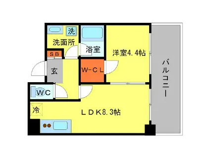 ホワイトハウス箕面(1LDK/5階)の間取り写真