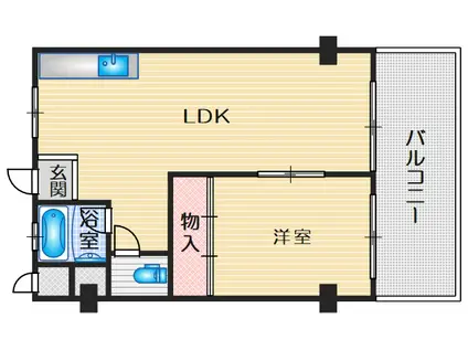 千里山コーポラス(1LDK/6階)の間取り写真
