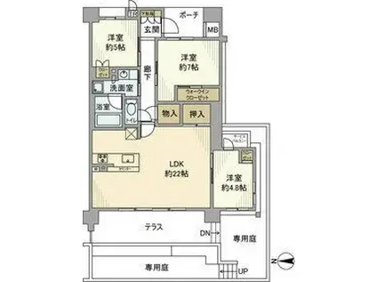 BRILLIA CITY千里丘(3LDK/4階)の間取り写真