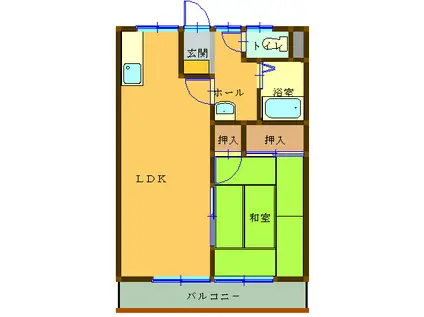 ハイツウィステリア2号棟(1LDK/2階)の間取り写真