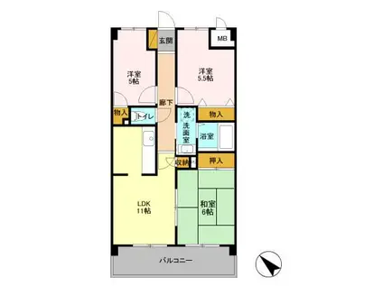 レジデンスJOKO(2SLDK/3階)の間取り写真