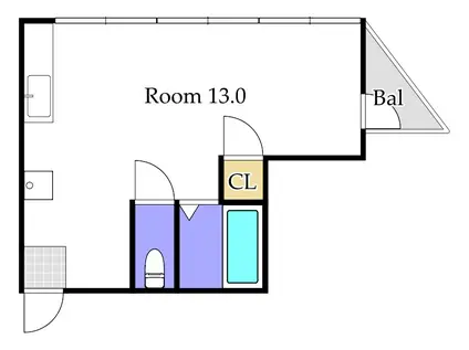 奉還町ビル(ワンルーム/3階)の間取り写真