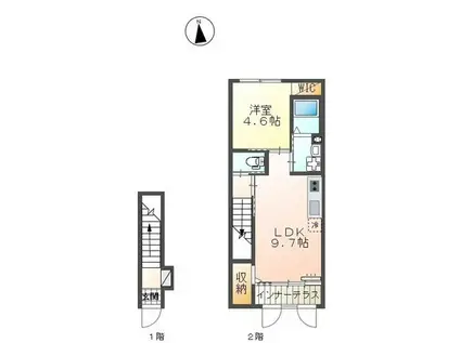 ウィステリアVII(1LDK/2階)の間取り写真