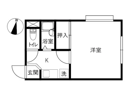サントリーニI(1K/1階)の間取り写真