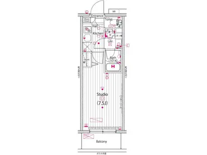 ガーラ・リバースクエア横濱南(1K/8階)の間取り写真