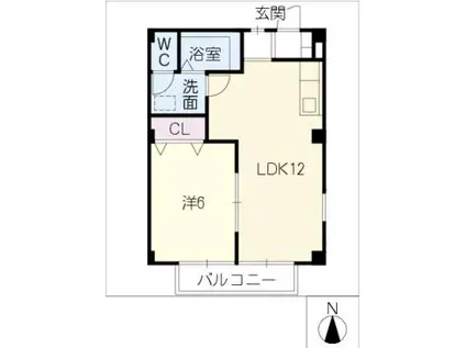 サンシャイン長良 III(1LDK/2階)の間取り写真