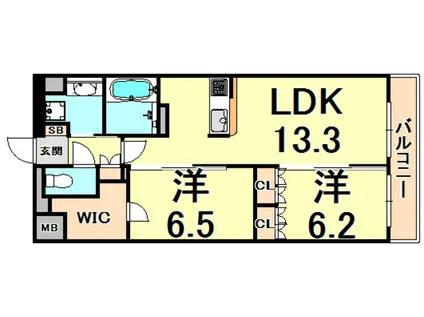 XPAVELA甲東園(2LDK/2階)の間取り写真