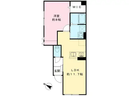 ラ・カーサ・ビアンカ(1LDK/1階)の間取り写真