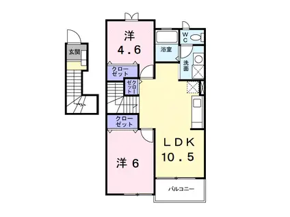 クレスト-ルユキB(2LDK/2階)の間取り写真