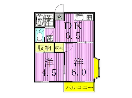 ファミーユ篠原(2DK/2階)の間取り写真