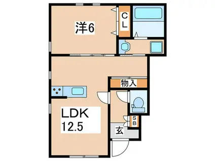 BOHOL(1LDK/1階)の間取り写真