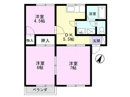 ローズハイツ(3DK/1階)の間取り写真