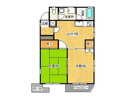 アサヒコーポII(2DK/1階)の間取り写真