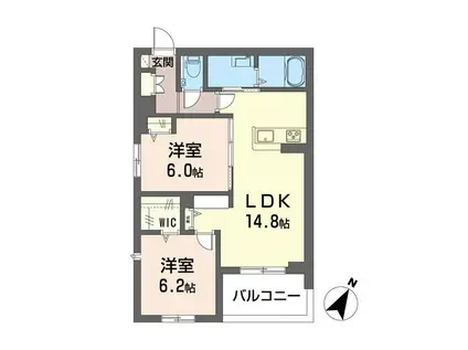 シャーメゾン天久保(2LDK/2階)の間取り写真