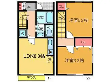 ハレルアナ(2LDK/1階)の間取り写真