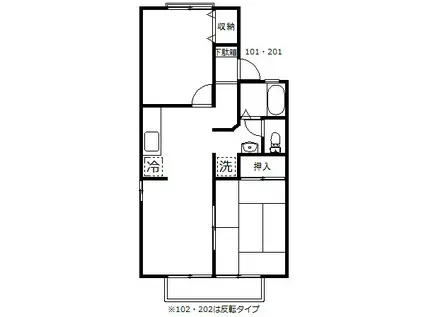 ビューバレー井戸上B(2LDK/1階)の間取り写真