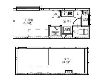 URAYAMA TERRACE(ワンルーム/1階)の間取り写真