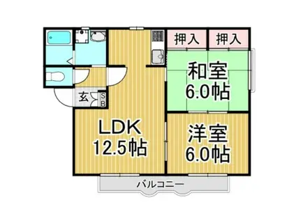 カーサ136 B棟 B(2LDK/2階)の間取り写真