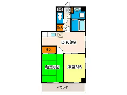 ル・クレール三篠(2DK/6階)の間取り写真