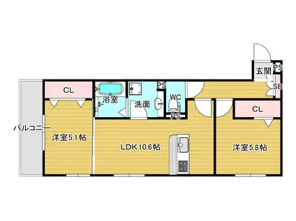 GRANDSOPHIA(2LDK/2階)の間取り写真