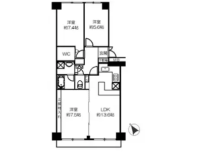 ニューシティ東戸塚南の街5号棟(3LDK/3階)の間取り写真
