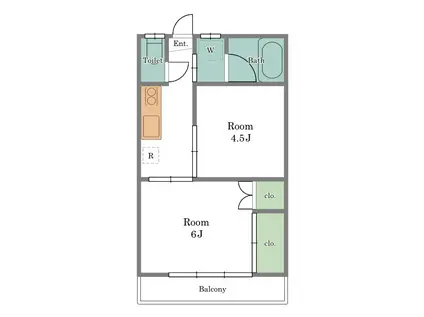 ホームリー塩沢(2K/1階)の間取り写真