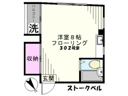 ストークベル(ワンルーム/3階)の間取り写真