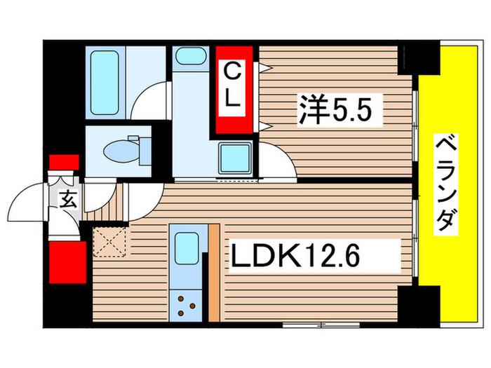 クオリタス菊川(1LDK/6階)の間取り写真