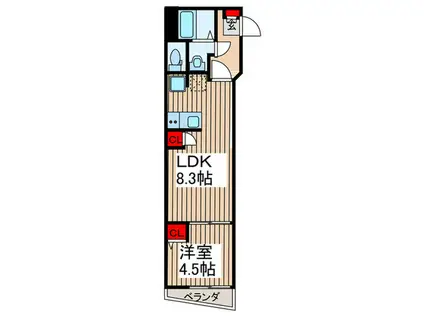 フェリーチェ津田沼(1LDK/3階)の間取り写真
