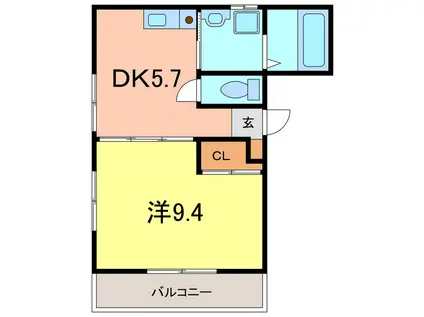 野田ハイツ(1DK/2階)の間取り写真