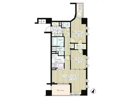 コクヨーレ日本橋(2LDK/10階)の間取り写真