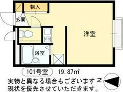 ＪＲ大阪環状線 桃谷駅 徒歩5分 2階建 築27年(ワンルーム/1階)の間取り写真