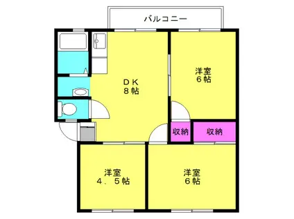 メゾン朱鷺 2号館(3DK/2階)の間取り写真