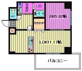 RESPIRE与野(1LDK/6階)の間取り写真